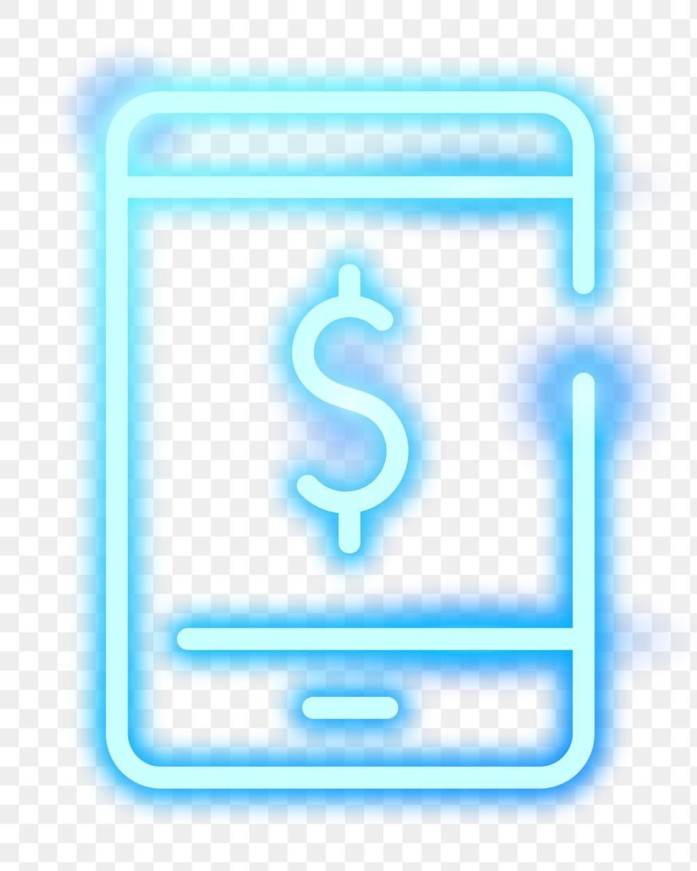 Png neon online banking icon, transparent background