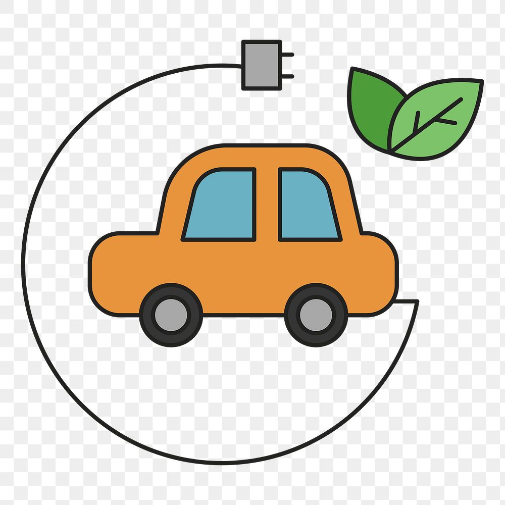 PNG EV car environment icon illustration sticker, transparent background