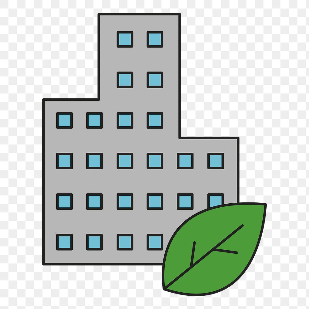 PNG Green building environment icon  illustration sticker, transparent background