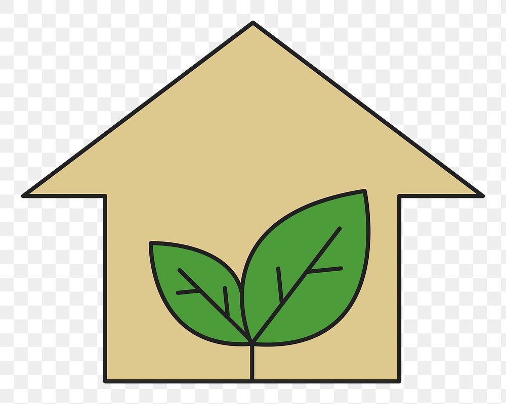PNG Eco house environment icon  illustration sticker, transparent background