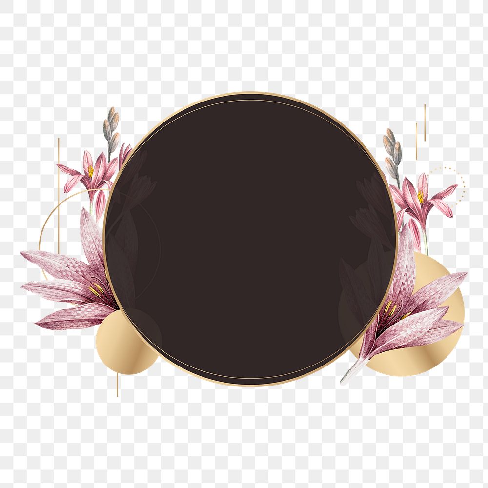 Flower png badge, transparent background