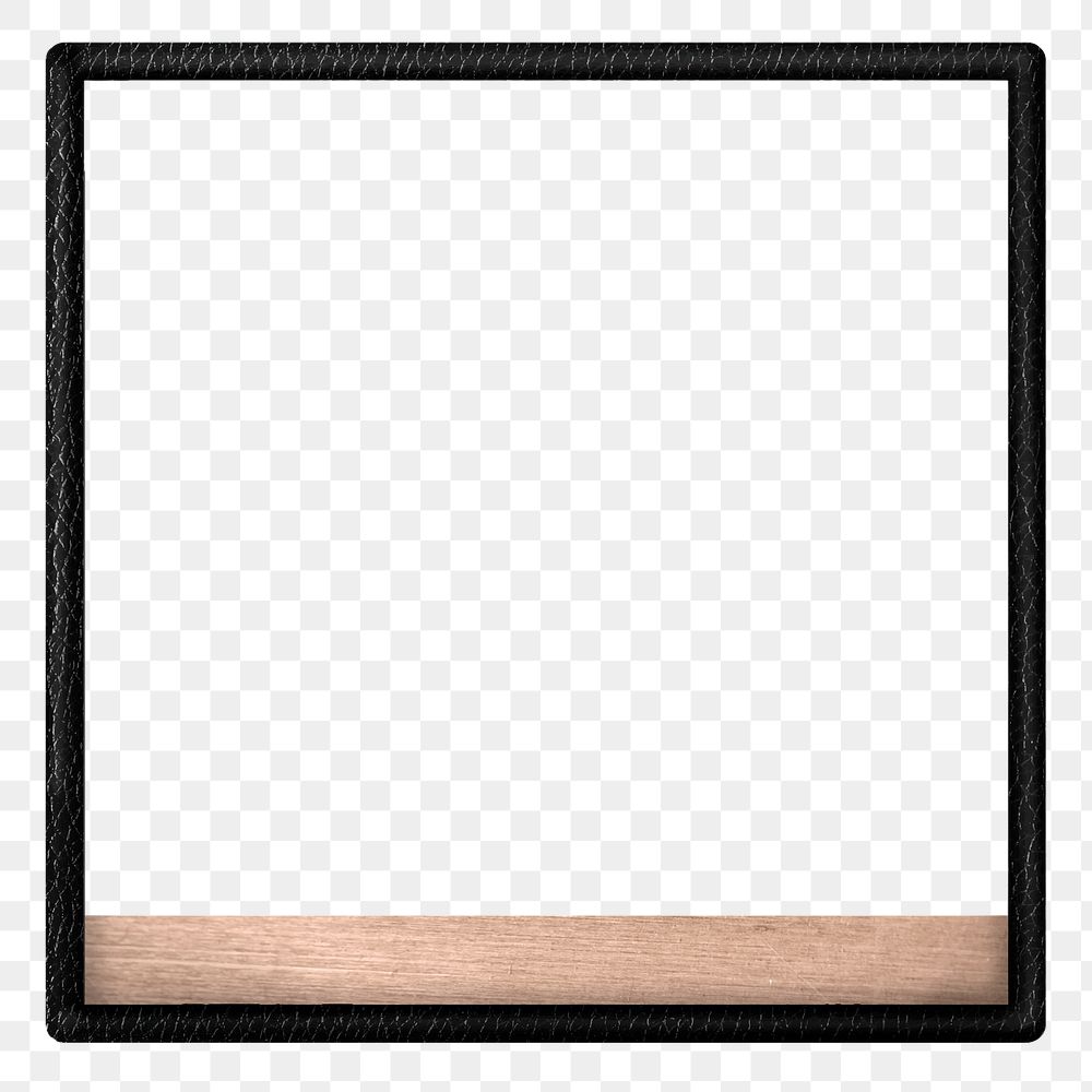 Png black leather square frame, transparent background