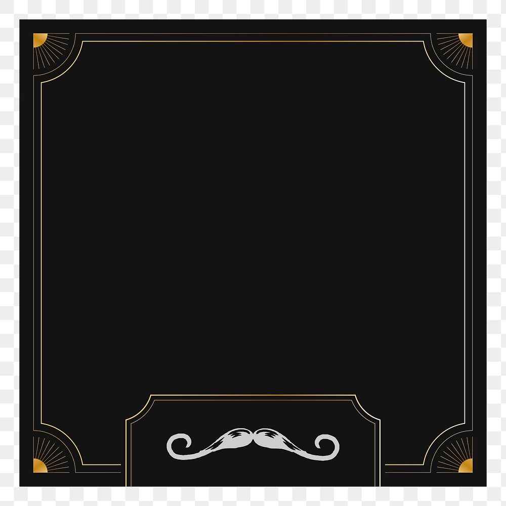 Png black mustache design frame, transparent background