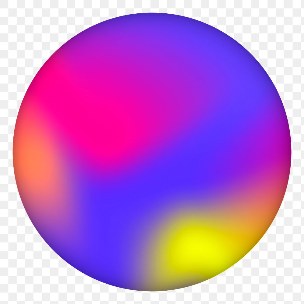 Png colorful holographic circle badge, transparent background