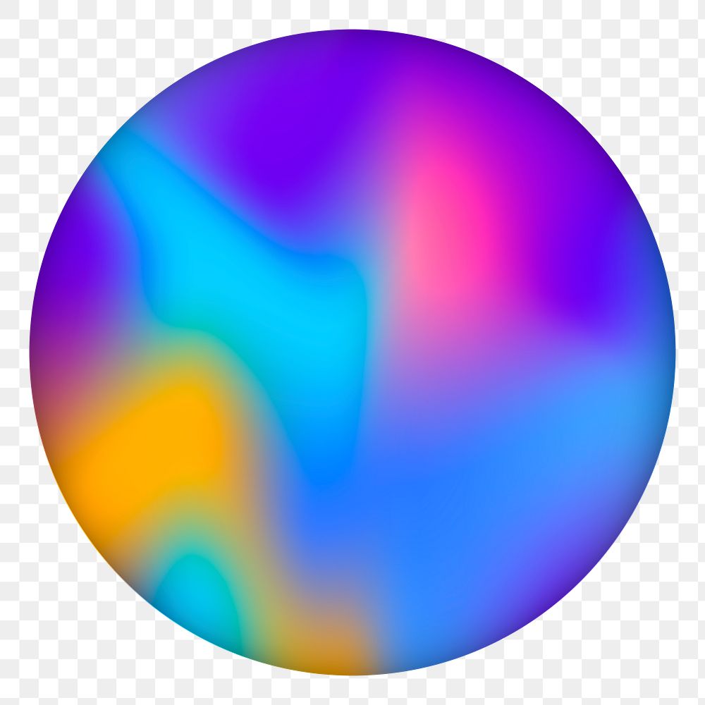 Png bright holographic circle badge, transparent background