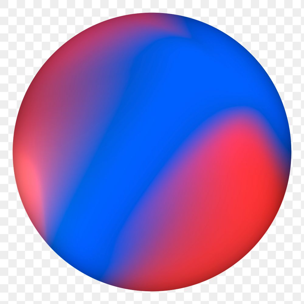 Png red and blue holographic circle badge, transparent background
