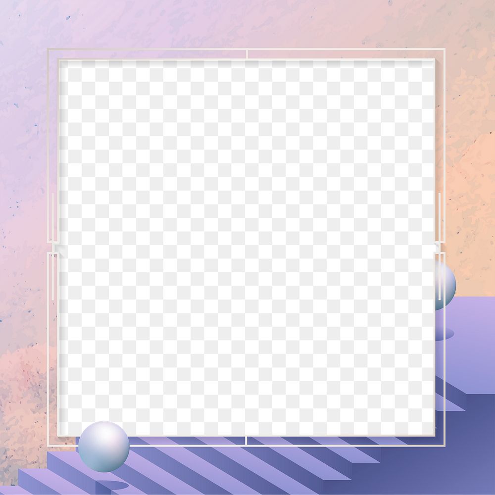 Png aesthetic gradient design border frame, transparent background