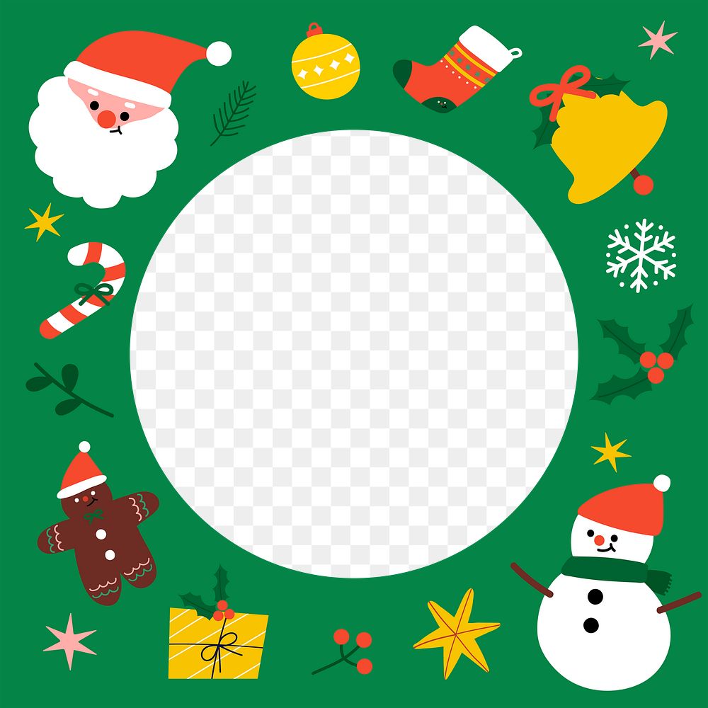 Png green Christmas design border frame, transparent background