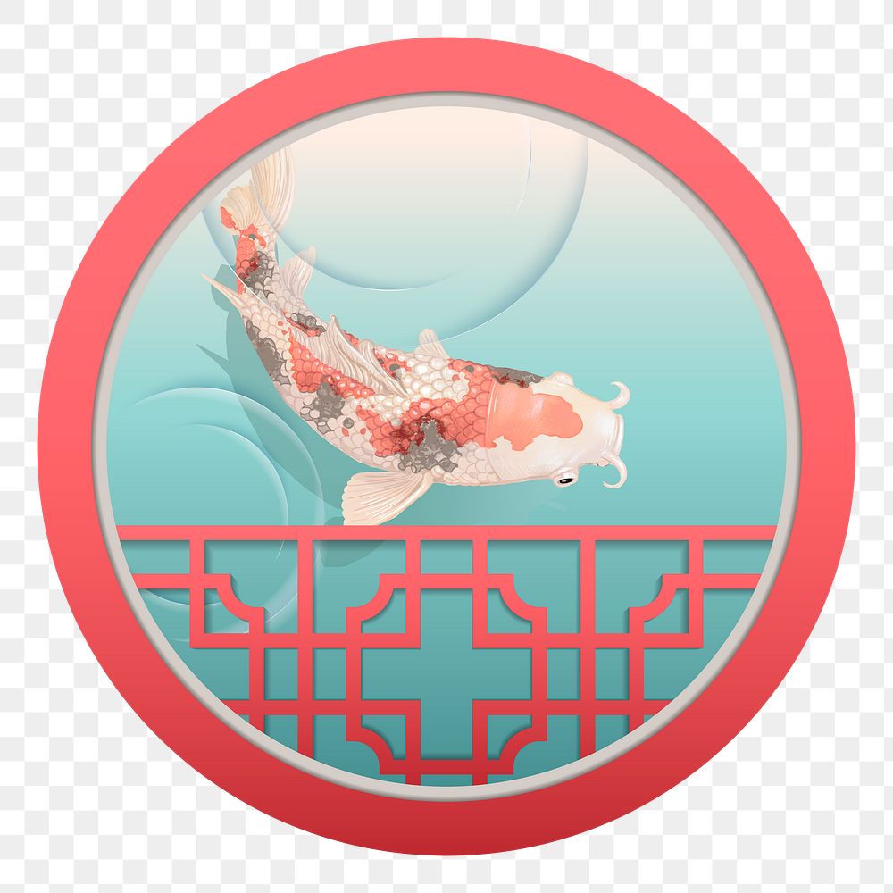 Png Chinese window design badge, transparent background