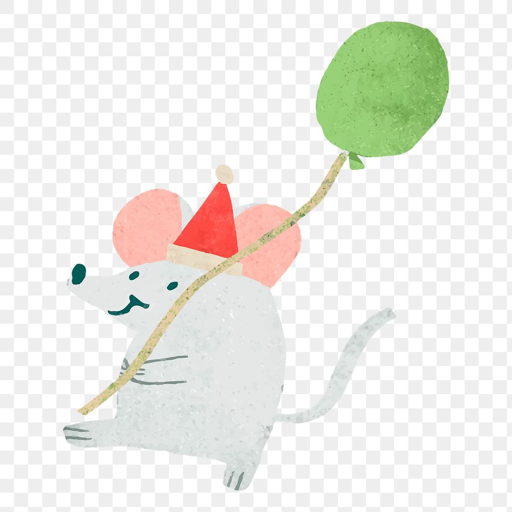 Png christmas mouse doodle sticker, transparent background