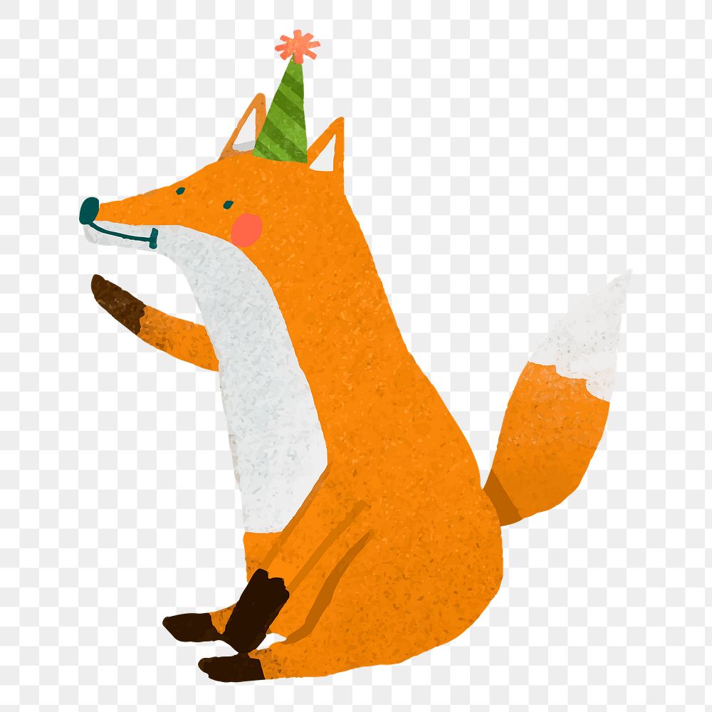 Png cute festive fox doodle sticker, transparent background