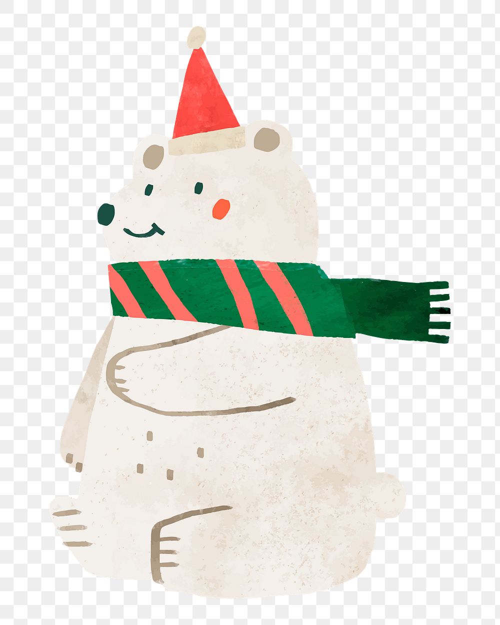 Png white christmas bear doodle sticker, transparent background