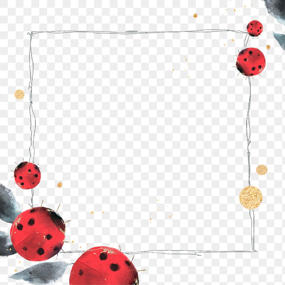 Ladybugs png frame, transparent background