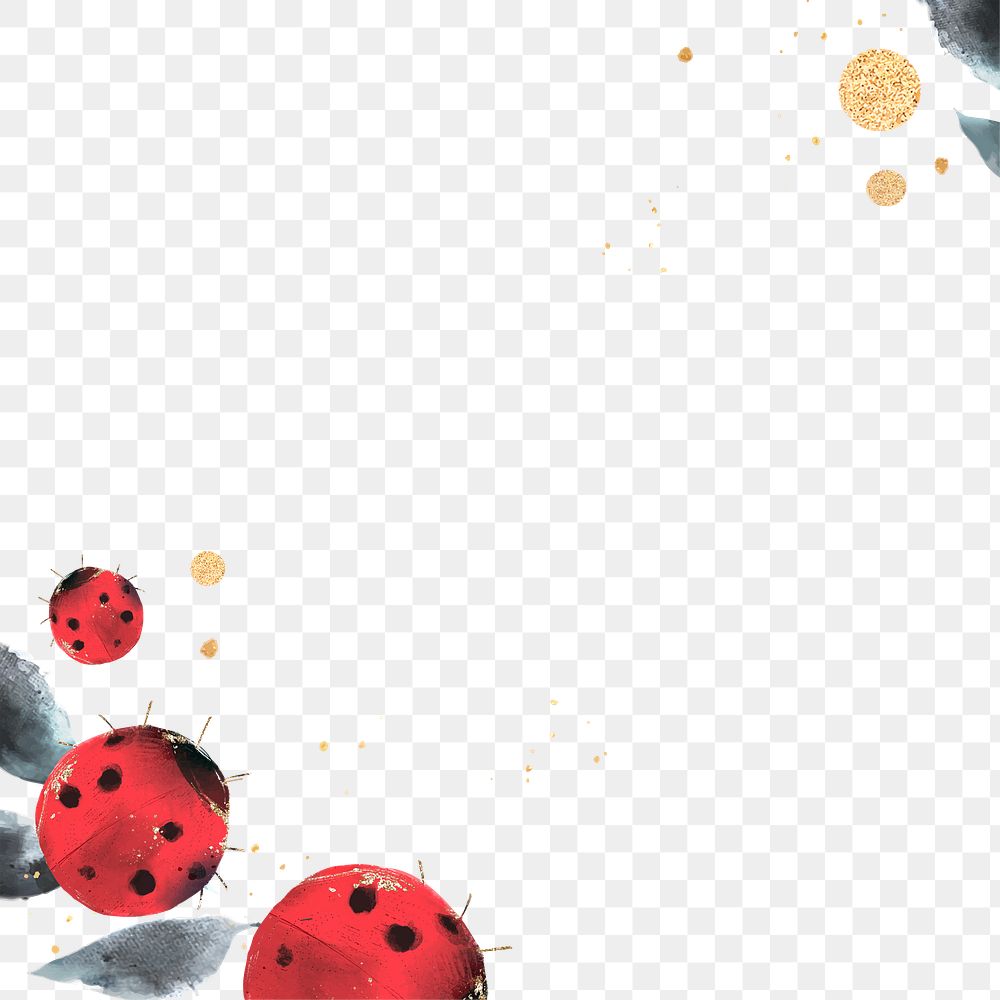 Ladybugs png border, transparent background