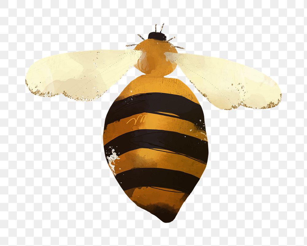 Watercolor Honey bee png, transparent background