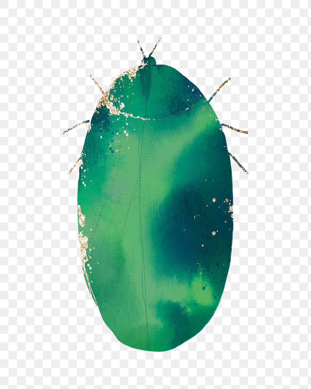 Watercolor jewel beetle png, transparent background
