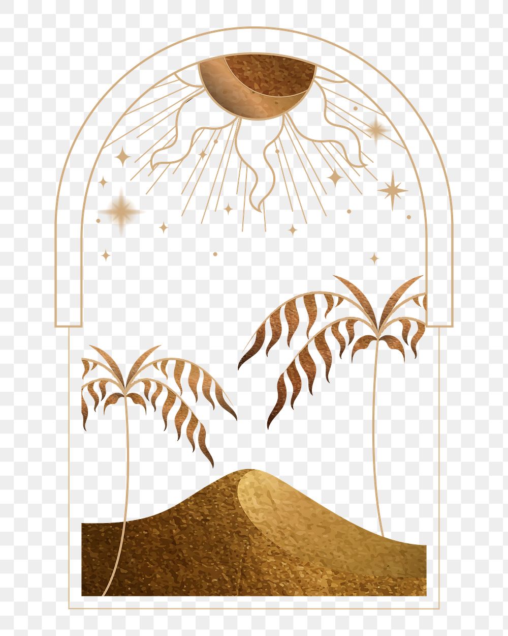 Gold mystical illustration png, transparent background