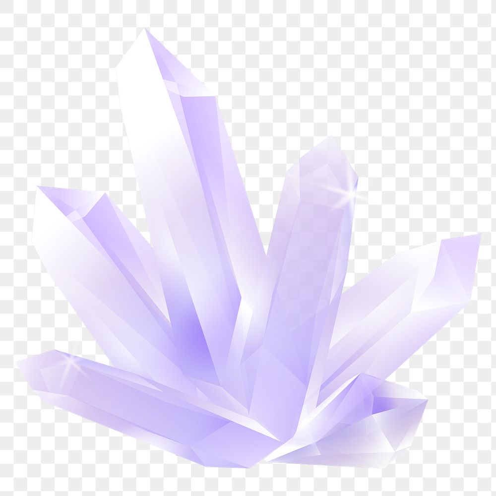 Png purple crystals design element, transparent background