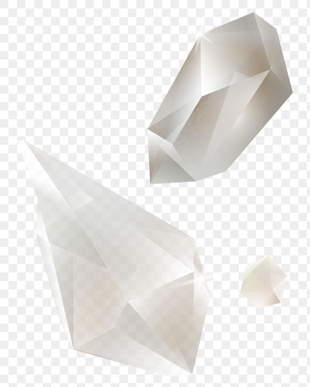 Png white gemstones design element, transparent background