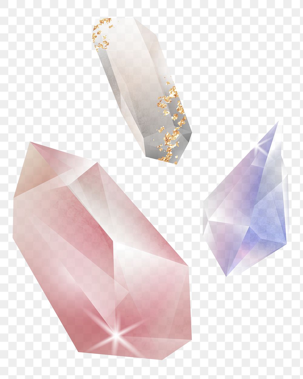 Png colorful crystals design element, transparent background
