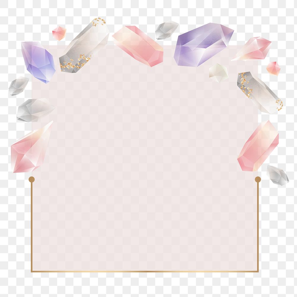 Png aesthetic gemstones design frame, transparent background