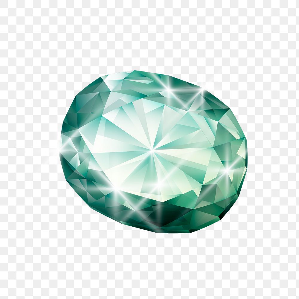 Png green luxurious diamond element, transparent background