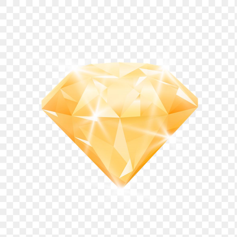 Png yellow luxurious diamond element, transparent background