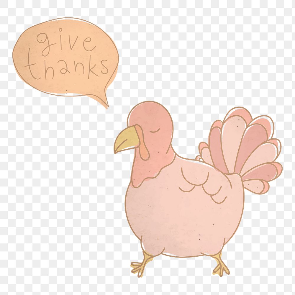 Png thanksgiving message balloon doodle sticker, transparent background