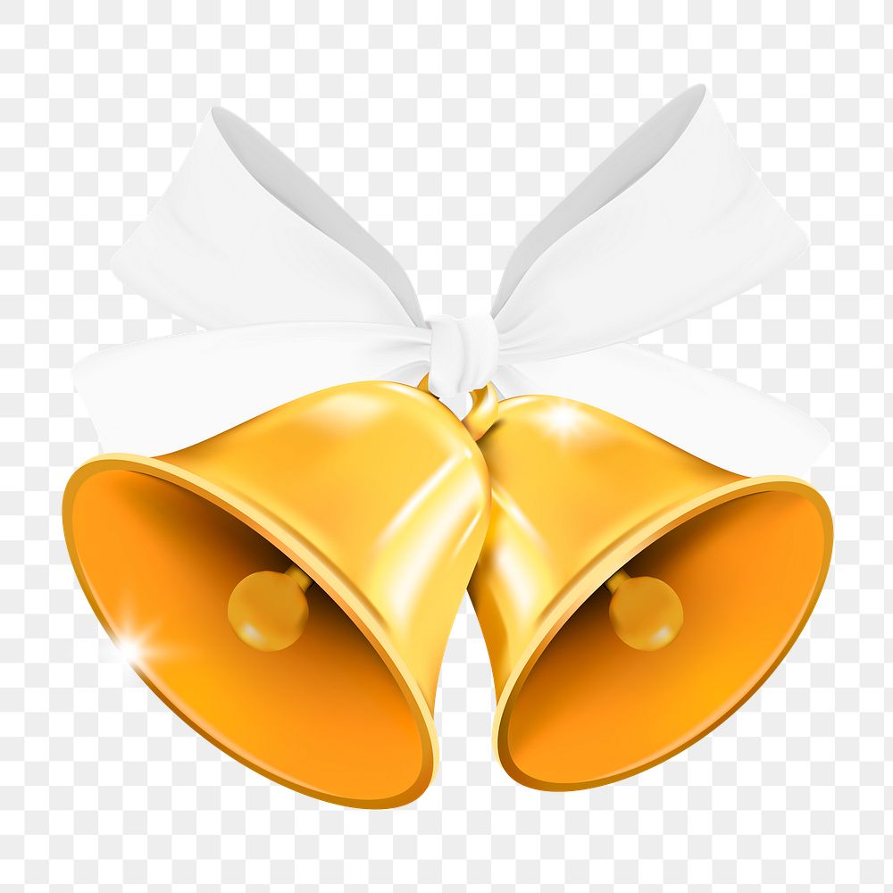 Png golden bells element, transparent background