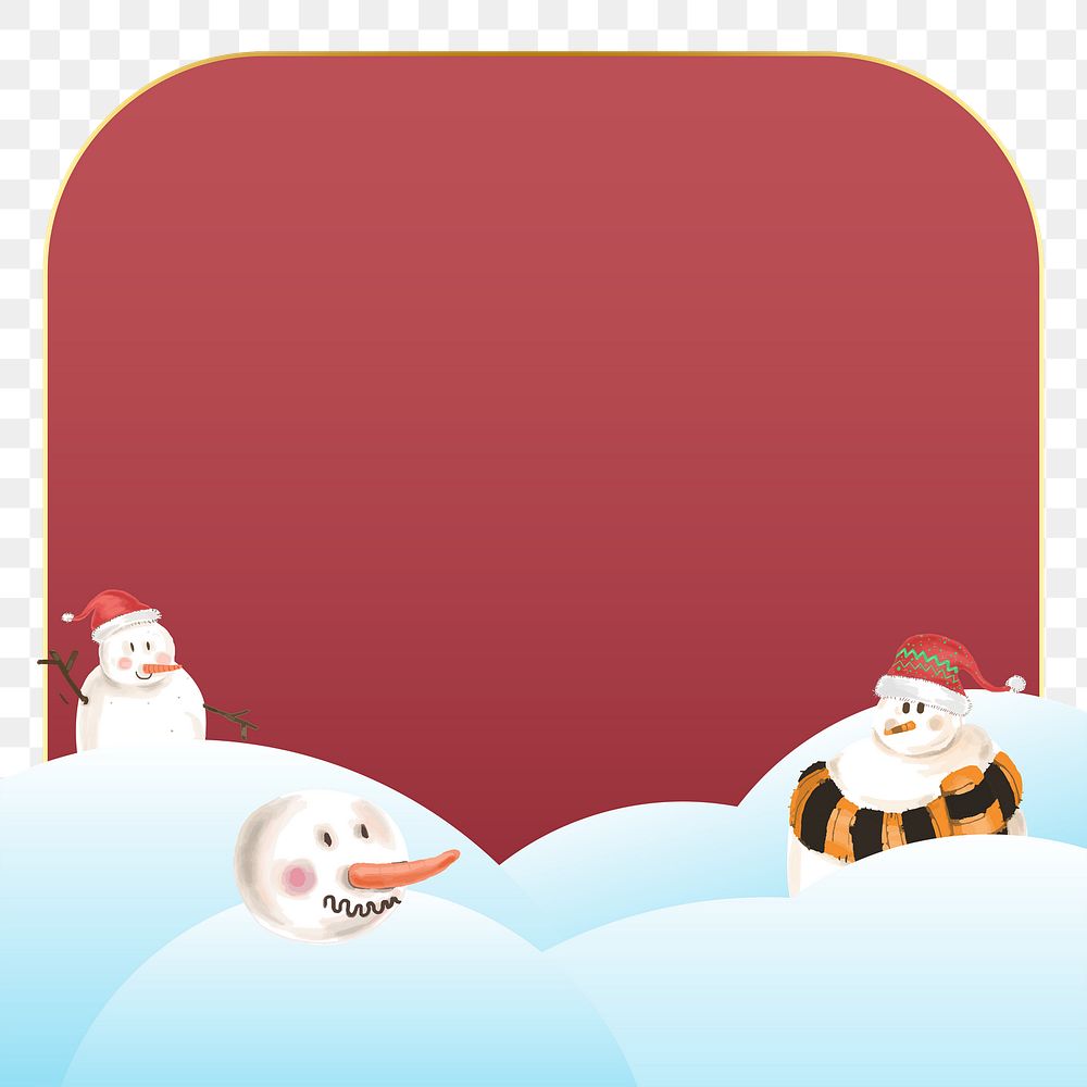 Snowman png badge, transparent background