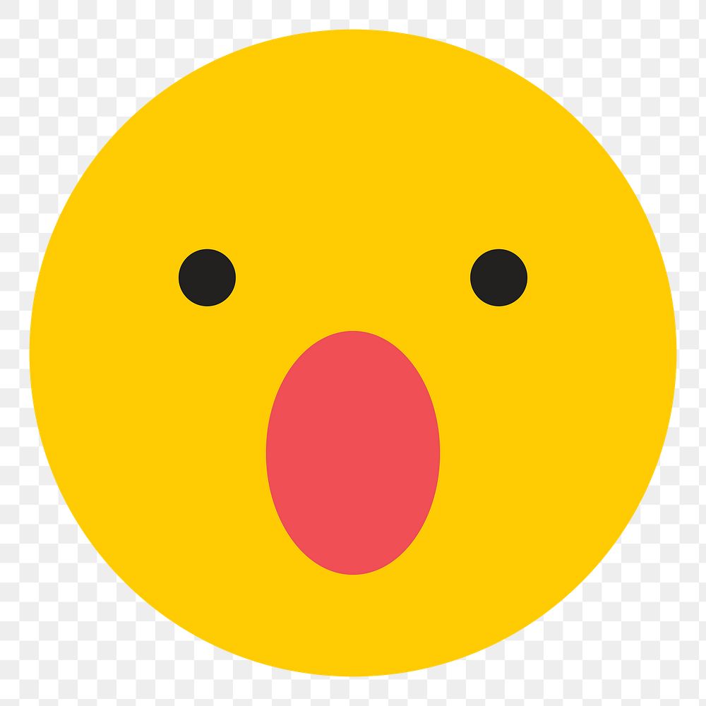 Png yellow surprising face emoticon, transparent background
