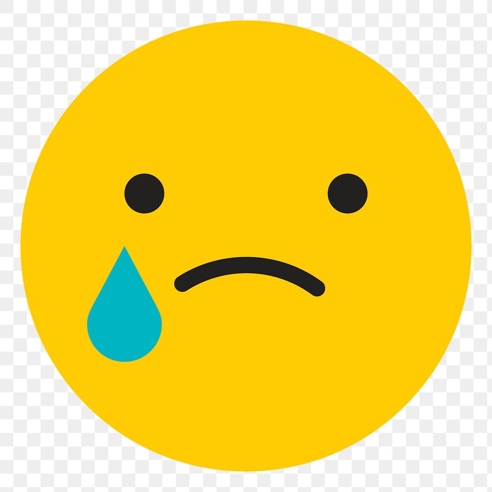 Png yellow crying face emoticon, transparent background