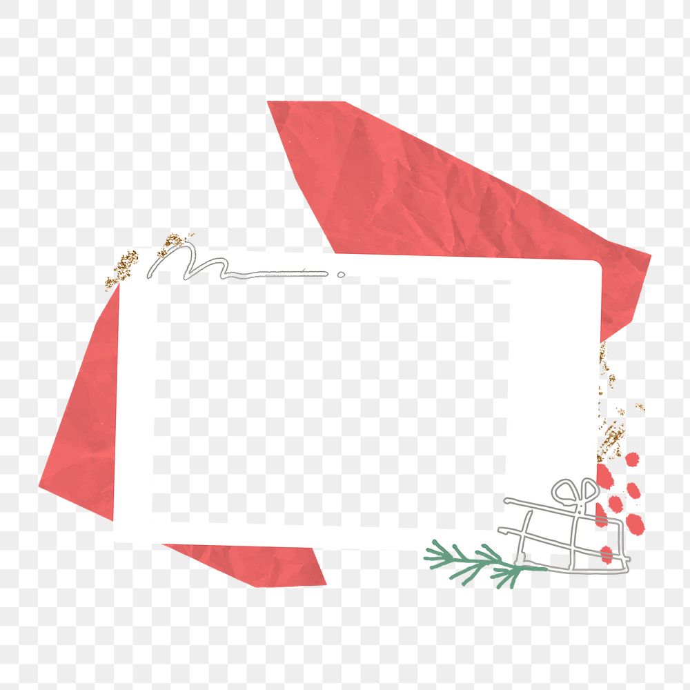 Png Christmas design instant photo frame, transparent background