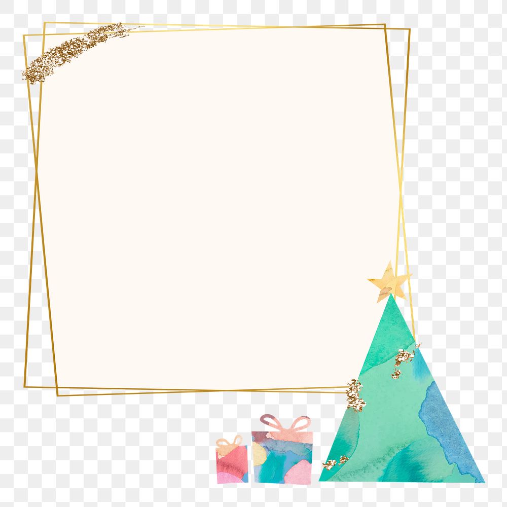 Png cute Christmas tree frame, transparent background