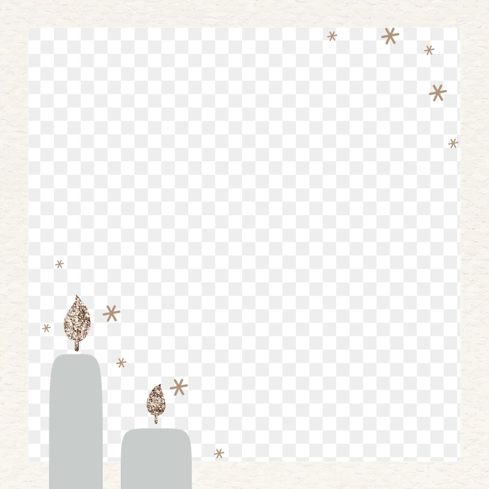 Png festive candles border frame, transparent background