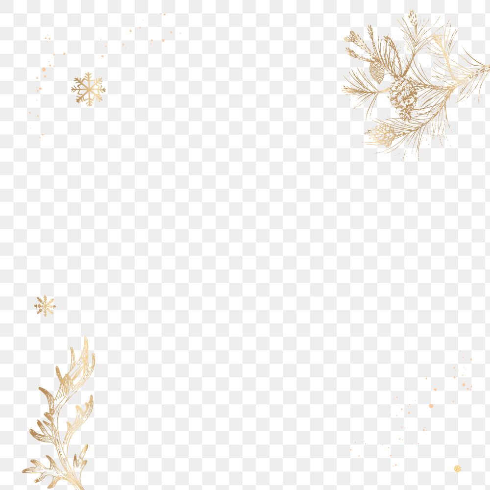 Gold winter png border, transparent background