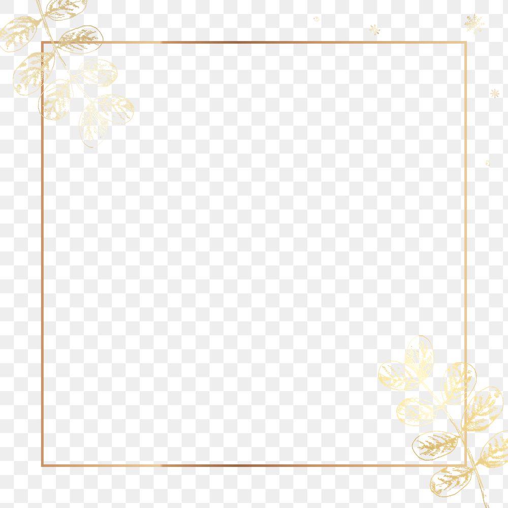 Gold leaf png frame, transparent background