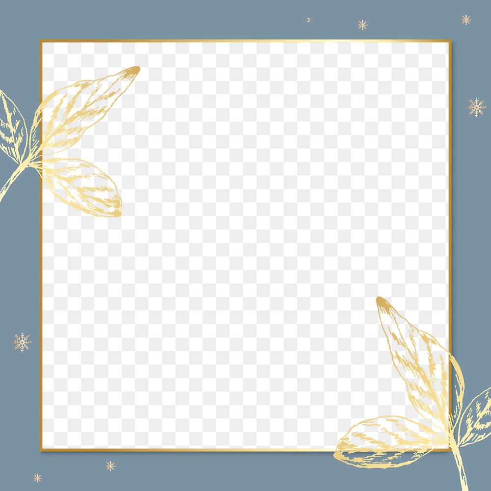 Blue winter png frame, transparent background