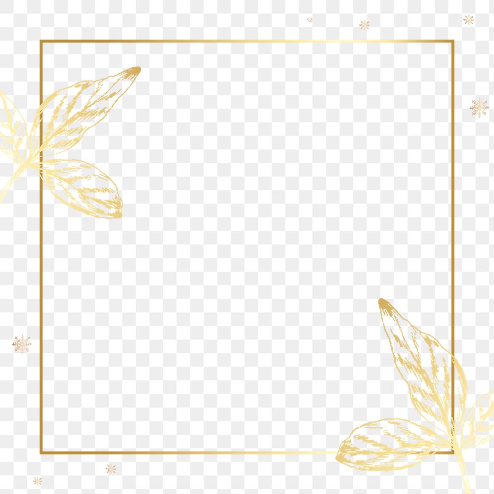 Gold leaf png frame, transparent background