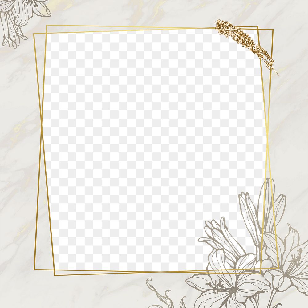 Png aesthetic flower border frame, transparent background