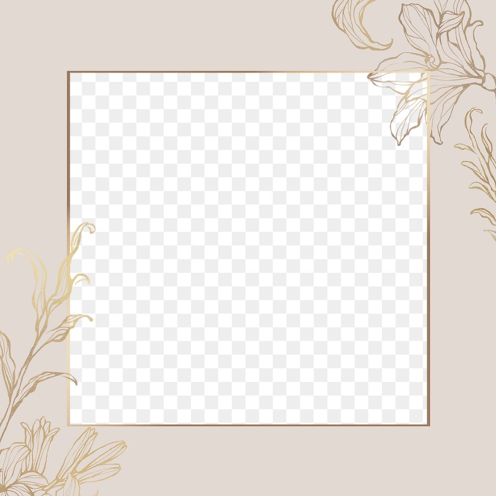 Png aesthetic flower design border frame, transparent background