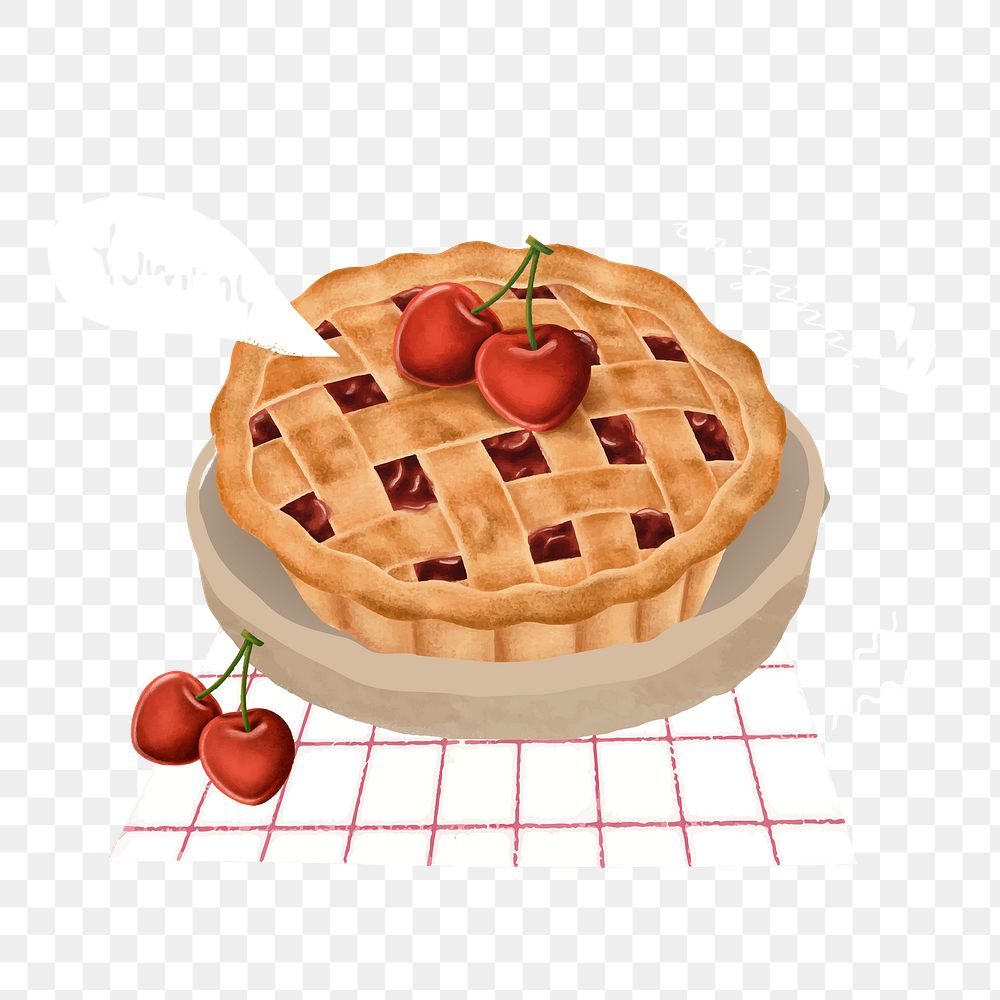 Hand drawn cherry pie vector