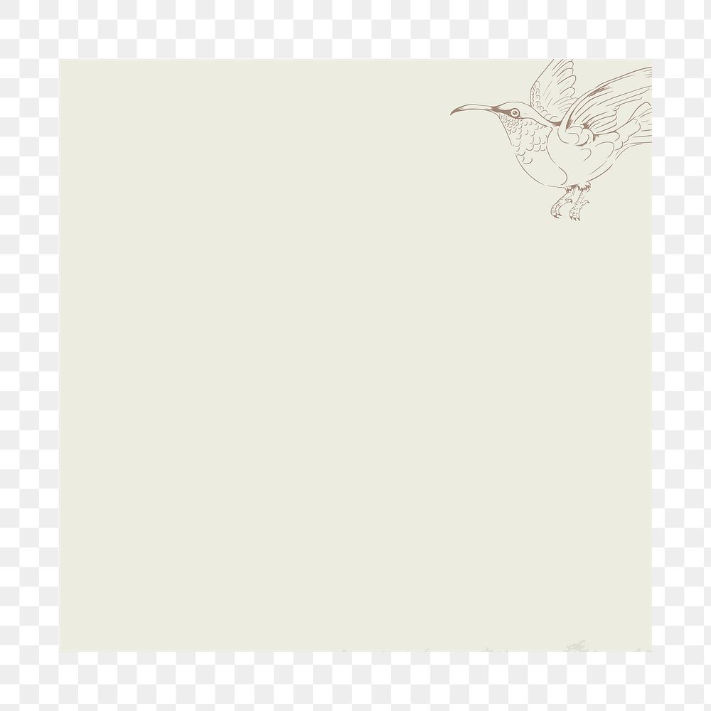 Bird notepaper png badge, transparent background