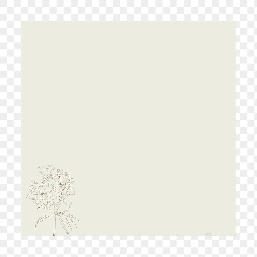 Flower notepaper png frame, transparent background