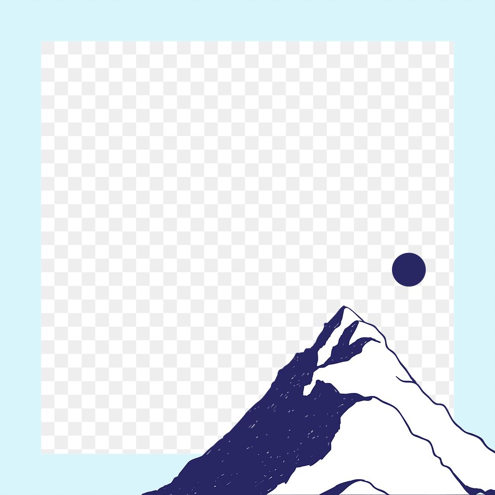 Mountain png frame, transparent background