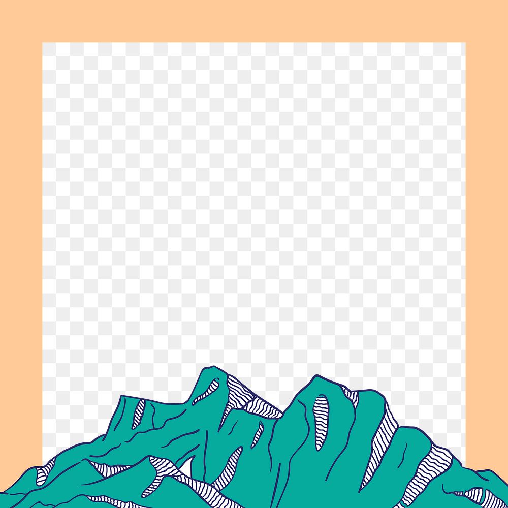 Mountain png frame, transparent background