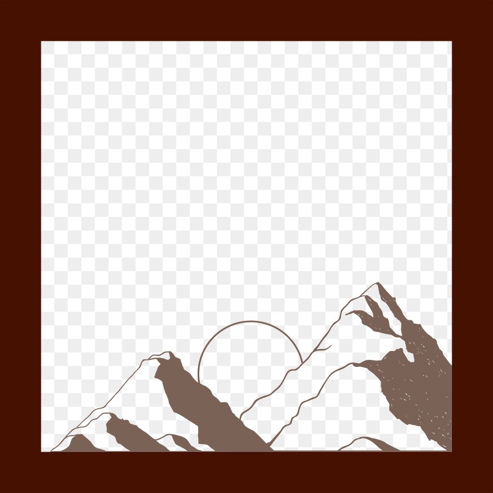 Mountain png frame, transparent background