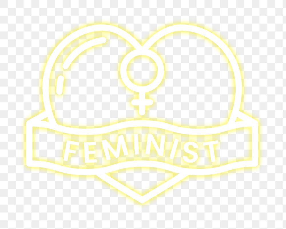 Feminist png neon sign, transparent background