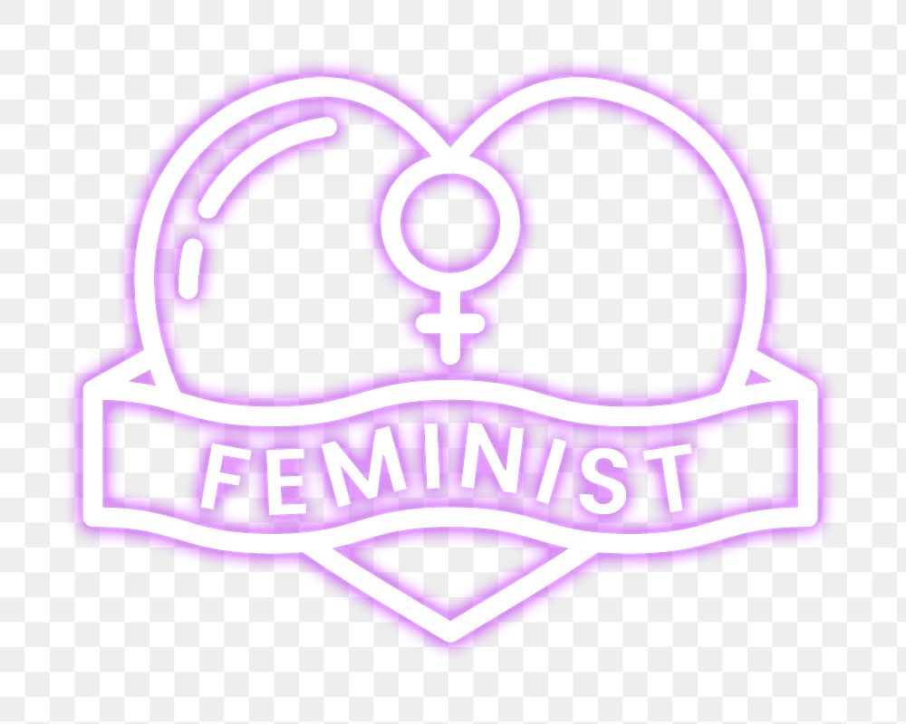 Feminist png neon sign, transparent background