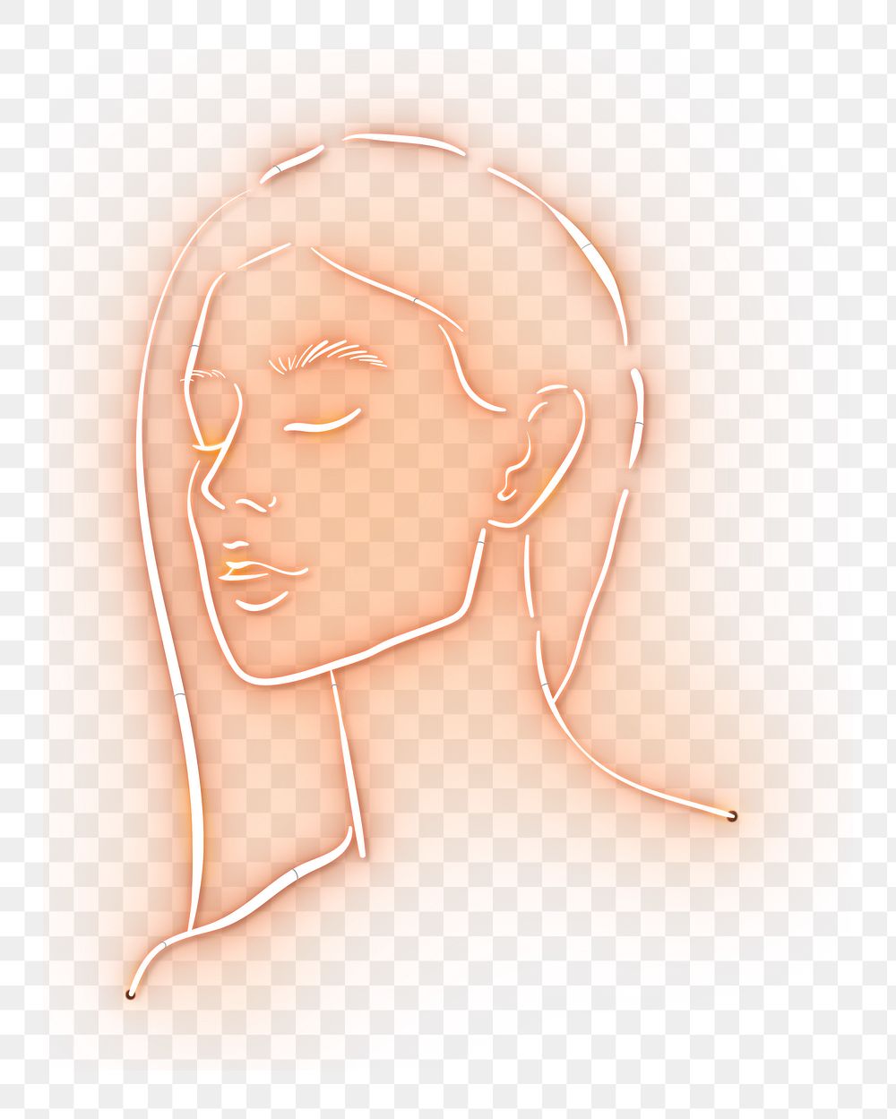Woman png neon sign, transparent background